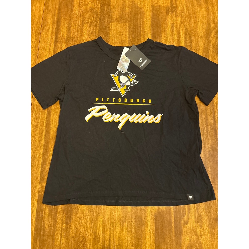 Fanatics Pittsburgh Penguins T-Shirt Women Large Black New NHL Graphic Tee 40031